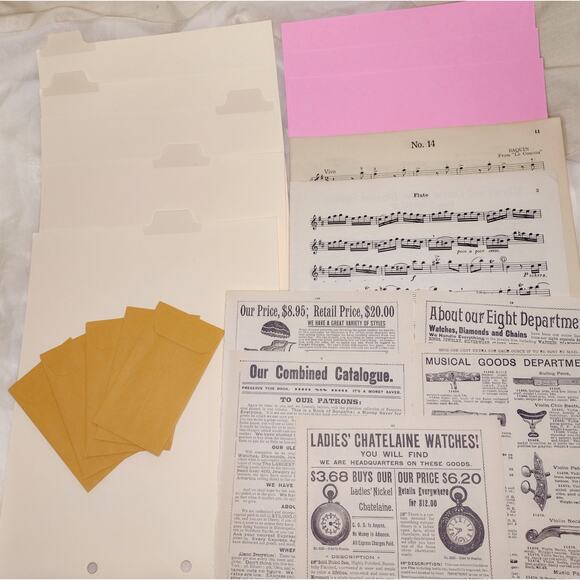 Tea Dyed Pink Junk Journal Bundle, Craft Supply Pack, Paper Crafting Kit - Picture 2 of 10